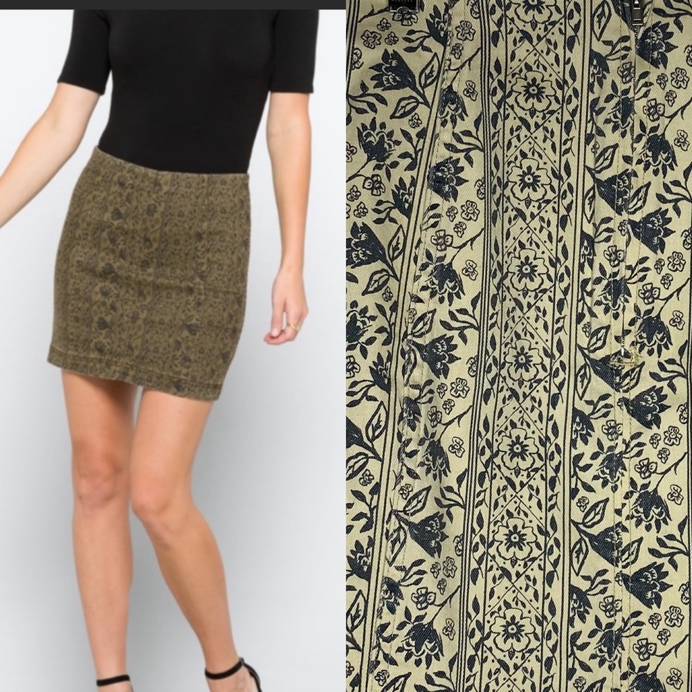 Free People Modern Denim Floral Print Skirt Stitchfix Size 10 New